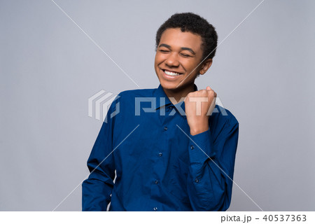African American teenager in denim shirt 40537363