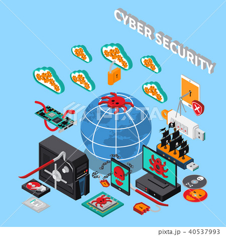 Cyber Security Isometric Concept 40537993