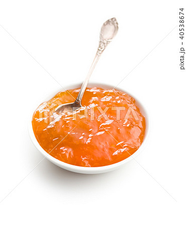Tasty apricot jam in bowl. 40538674