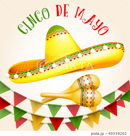 Cinco de Mayo poster with sombrero and maracas 40539202