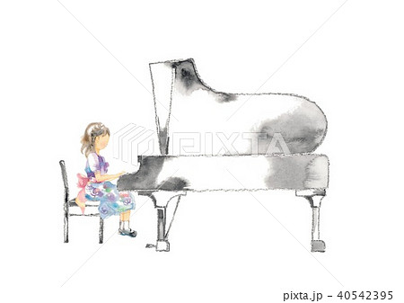 ピアノ発表会 女の子のイラスト素材