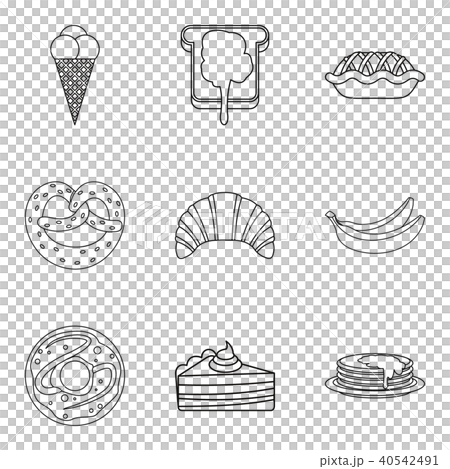 Bakery dessert icons set, outline style 40542491