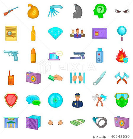 Robbery icons set, cartoon style Robbery icons set, cartoon style 40542650