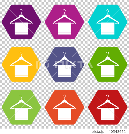 Hanger with cloth icon set color hexahedron 40542651