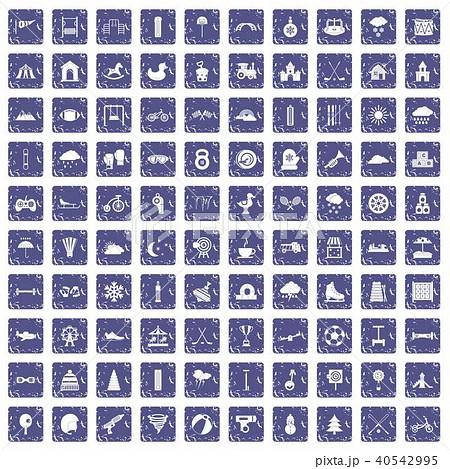 100 kids games icons set grunge sapphire 40542995