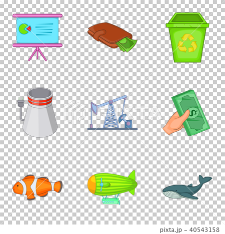 Destroy the nature icons set, cartoon style 40543158