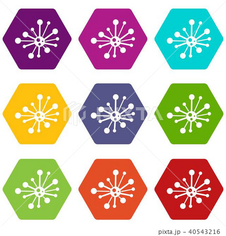 Round bacteria icon set color hexahedron Round bacteria icon set color hexahedron 40543216