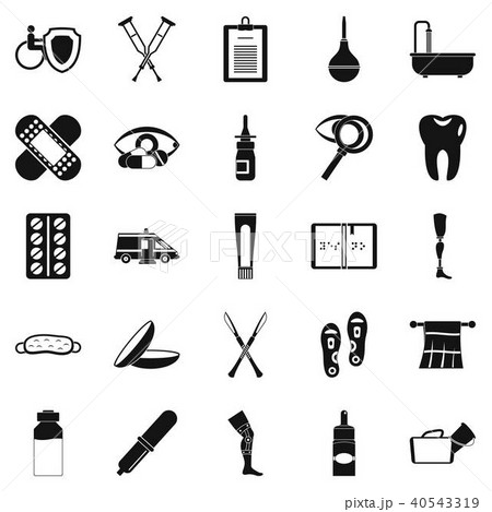 Disabled icons set, simple style Disabled icons set, simple style 40543319