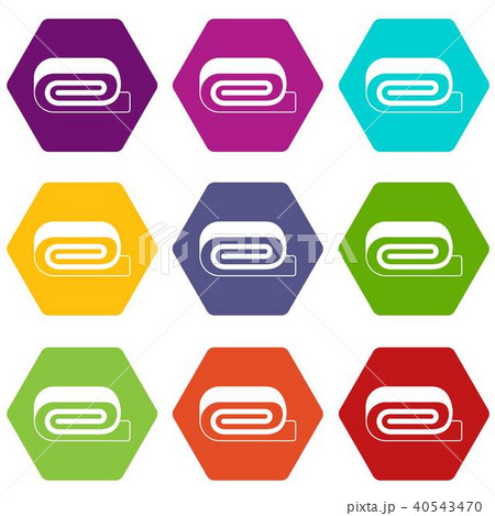 Spa towel icon set color hexahedron 40543470