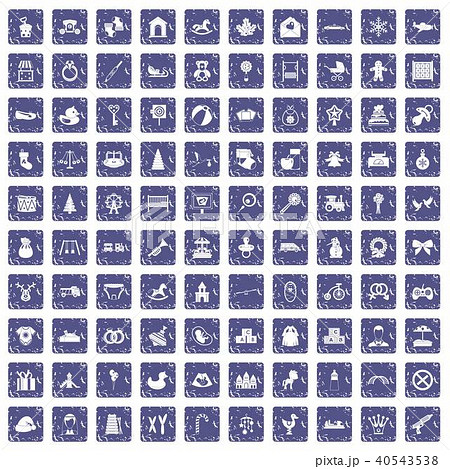 100 baby icons set grunge sapphire 40543538