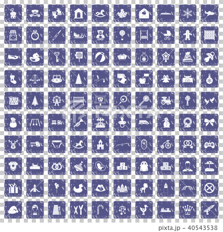 100 baby icons set grunge sapphire 40543538