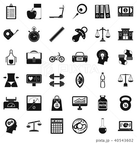 Protein icons set, simple style Protein icons set, simple style 40543602