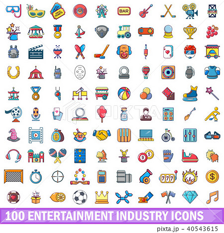 100 entertaiment industry icons set, cartoon style 100 entertaiment industry icons set, cartoon style 40543615