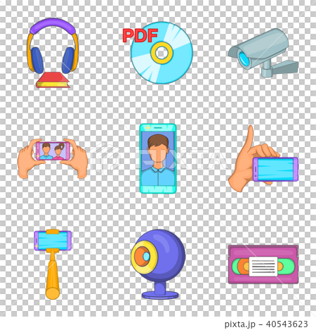 Digital earth icons set, cartoon style Digital earth icons set, cartoon style 40543623