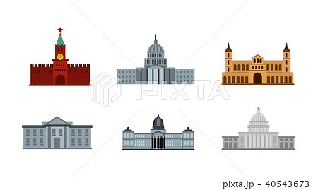 President building icon set, flat style 40543673