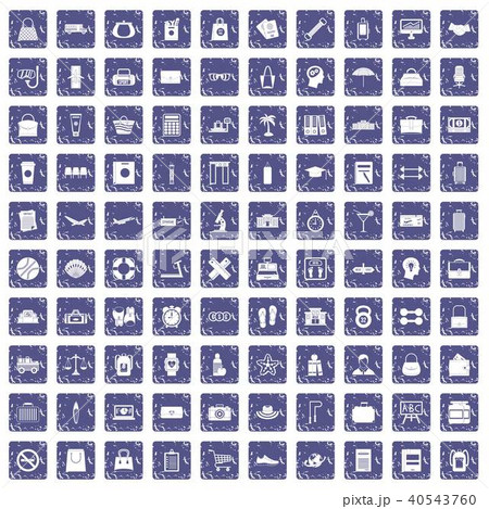 100 bag icons set grunge sapphire 40543760