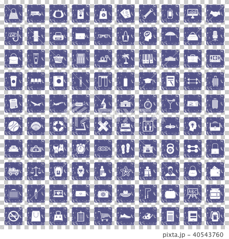 100 bag icons set grunge sapphire 40543760