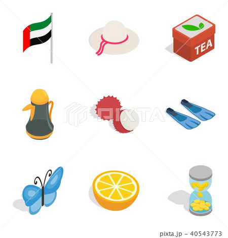 Emirate icons set, isometric style Emirate icons set, isometric style 40543773