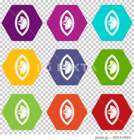 Hand power meter icon set color hexahedron Hand power meter icon set color hexahedron 40543804
