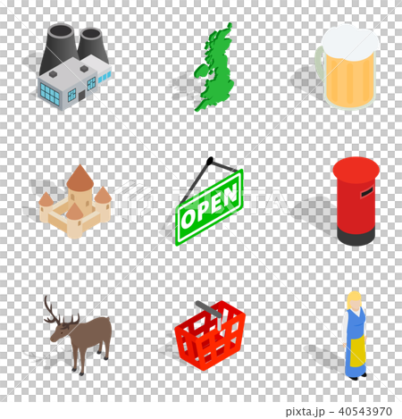 Euro area icons set, isometric style 40543970