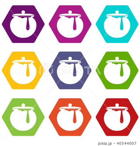 Honey Pot Icon Set Color Hexahedronのイラスト素材