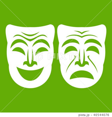 Happy and sad mask icon green Happy and sad mask icon green 40544076