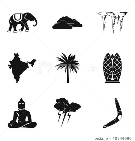 African exotic icons set, simple style 40544090