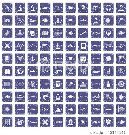 100 oceanologist icons set grunge sapphire 40544141