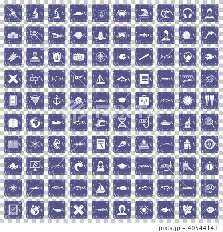 100 oceanologist icons set grunge sapphire 40544141