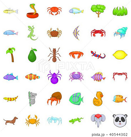 Spring icons set, cartoon style Spring icons set, cartoon style 40544302