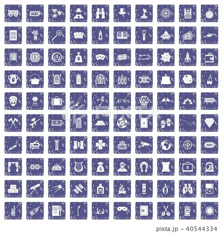 100 adult games icons set grunge sapphire 40544334