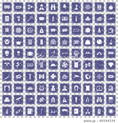 100 adult games icons set grunge sapphire 40544334