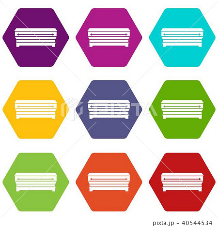 Coffin icon set color hexahedron 40544534