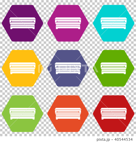 Coffin icon set color hexahedron 40544534