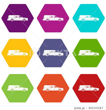 Hearse icon set color hexahedron 40544567