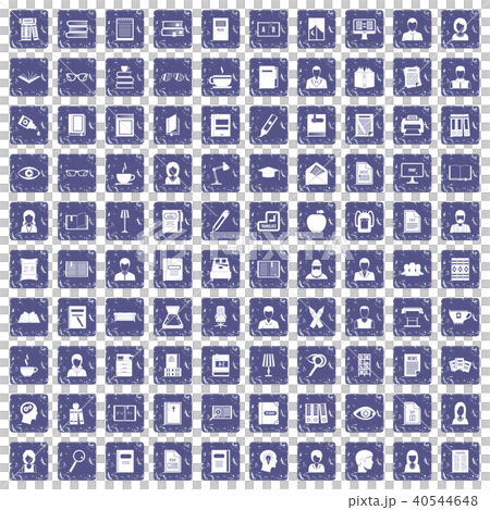 100 reader icons set grunge sapphire 40544648