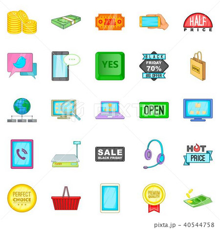 Electronic business icons set, cartoon style 40544758