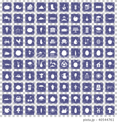 100 productiveness icons set grunge sapphire 40544761