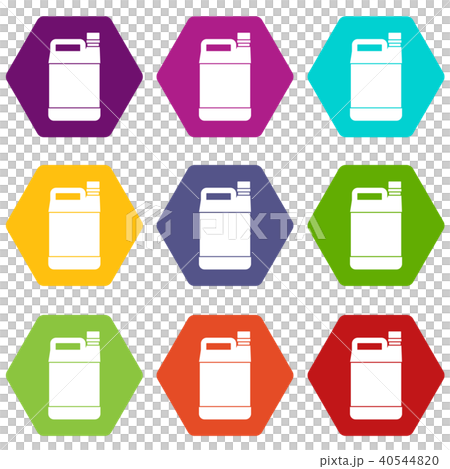 Jerrycan icon set color hexahedron 40544820
