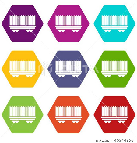 Cargo wagon icon set color hexahedron Cargo wagon icon set color hexahedron 40544856