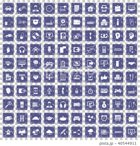 100 programmer icons set grunge sapphire 40544911