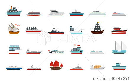 Ship icon set, flat style Ship icon set, flat style 40545051