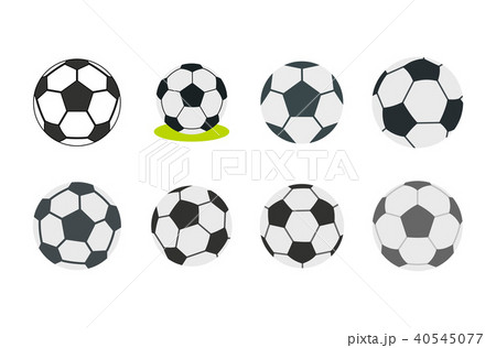Soccer Ball Icon Set Flat Styleのイラスト素材