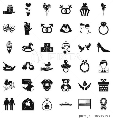 Fell icons set, simple style Fell icons set, simple style 40545193