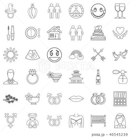 Sensitivity icons set, outline style Sensitivity icons set, outline style 40545239