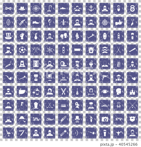 100 beard icons set grunge sapphire 40545266