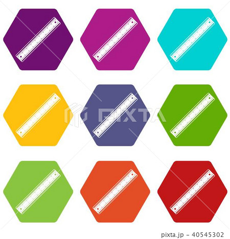 Ruler icon set color hexahedron 40545302
