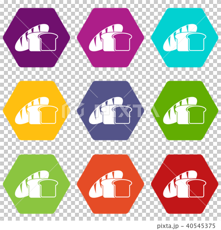 Bread icon set color hexahedron 40545375
