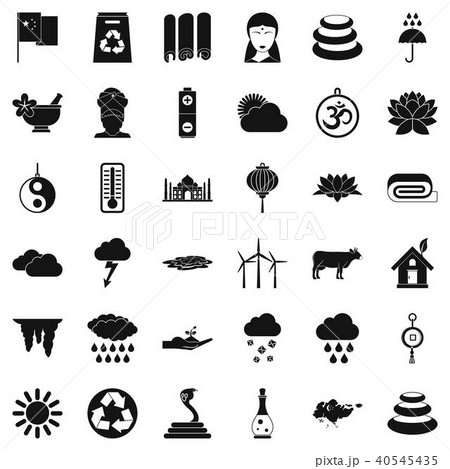 Country in asia icons set, simple style 40545435