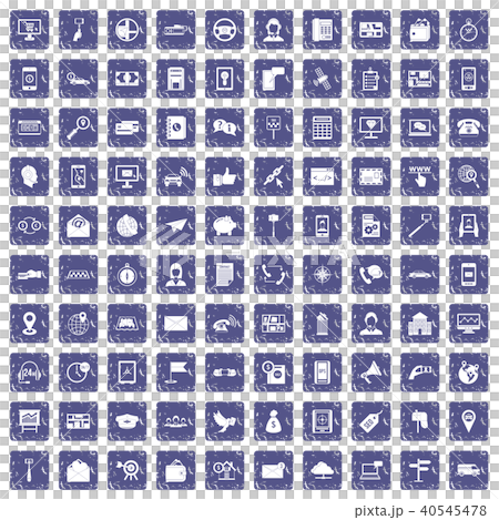 100 smartphone icons set grunge sapphire 40545478